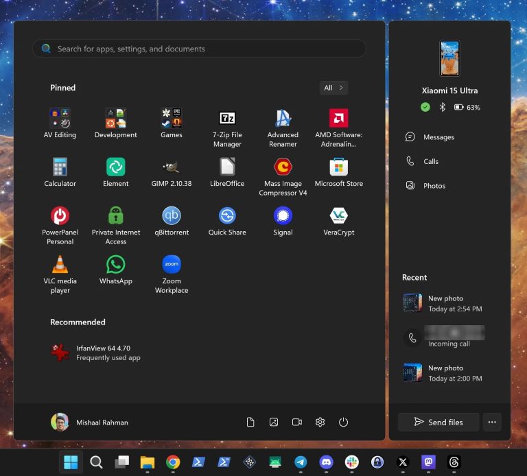 Windows 11 mostra gli smartphone Android nel menu Start: ecco come funziona