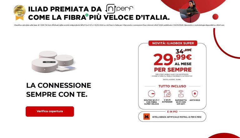 Arriva Iliad Super, l'offerta più completa di sempre: fibra, Wi-Fi 7 ed extender, saponetta con SIM e IA