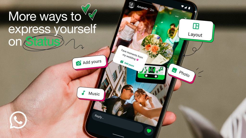WhatsApp aggiorna lo Stato: collage di immagini, sticker personalizzati, musica e nuove interazioni